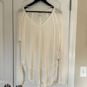 We the Free cream hi low oversized top tunic Medium NWT